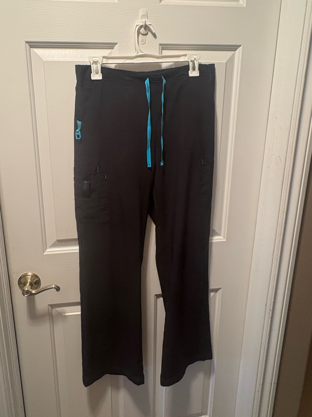 Carhartt Black Scrub Pants with Teal Drawstring